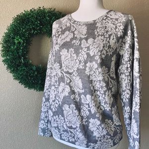 Knox Rose Gray Floral Knit Pullover Top